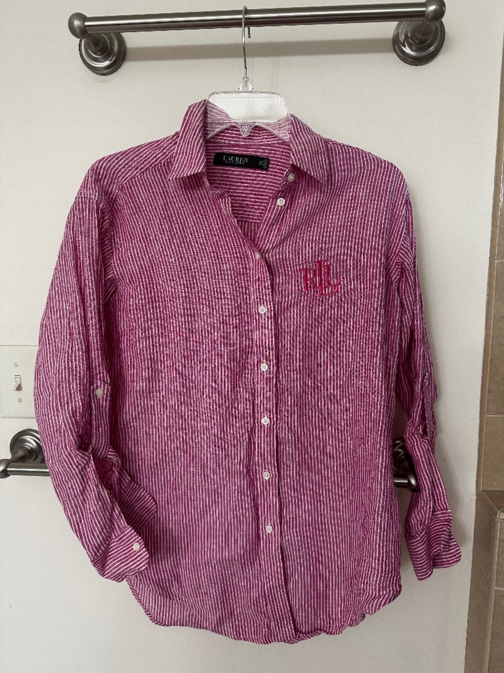 RALPH LAUREN LINEN STRIPED SHIRT BUTTON DOWN